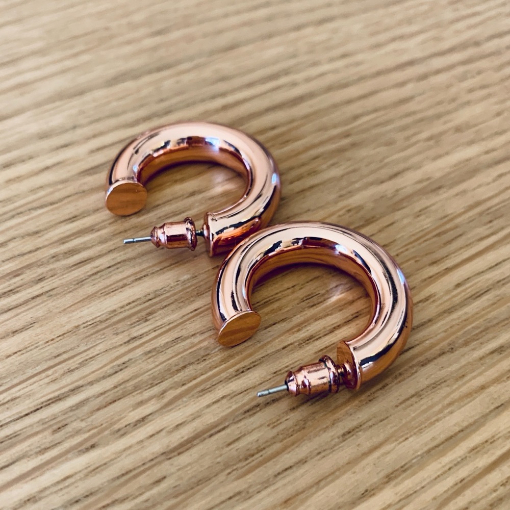 Chunky Rose Gold Hoop Earrings hypoallergenic